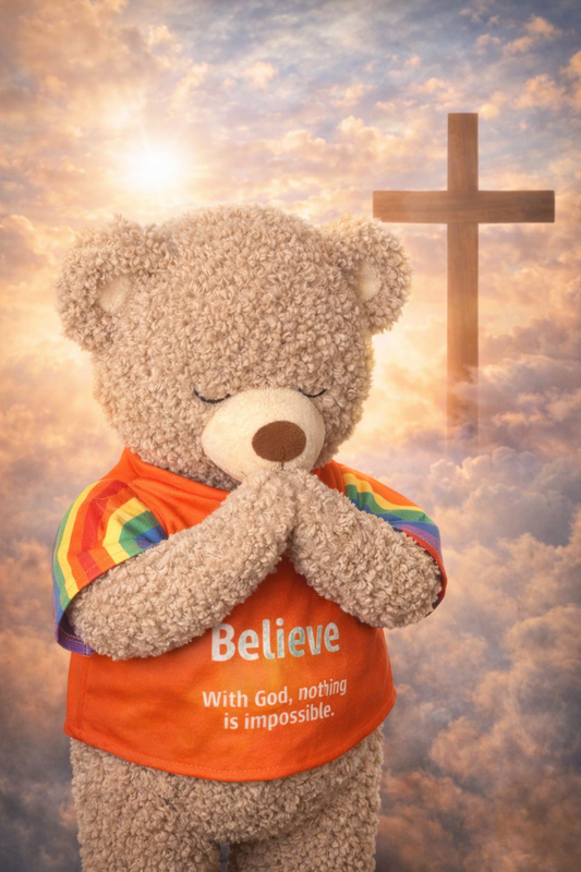 Believe Bear - 40cm. An inspiration to grow in faith, confidence and trust in God’s promises.