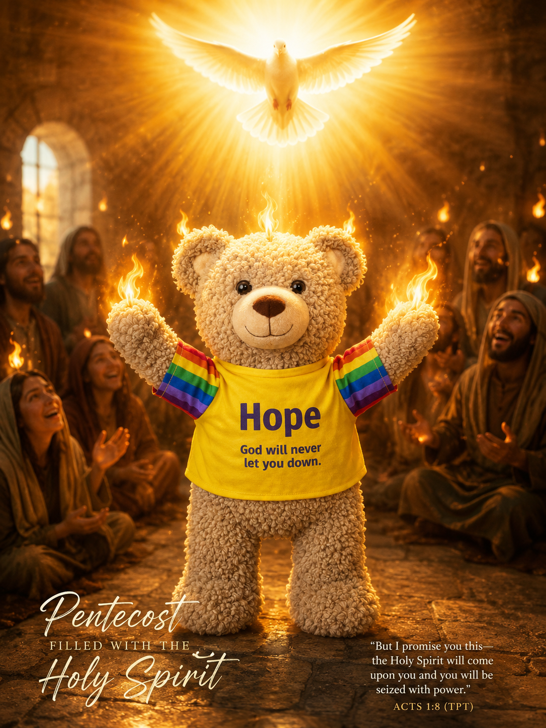 Hope Bear - 40cm. Gentle encouragement for difficult days; a  reminder to hold onto hope and brighter moments ahead.