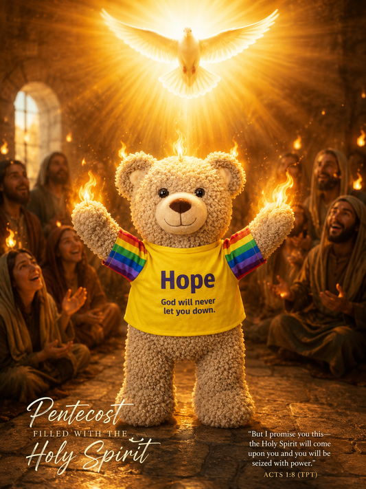Hope Bear - 40cm. Gentle encouragement for difficult days; a  reminder to hold onto hope and brighter moments ahead.