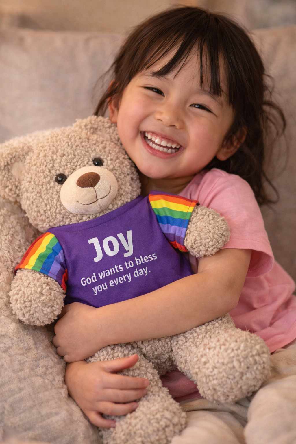 Joy Bear - 40cm. A cheerful companion to celebrate happiness, gratitude and God’s goodness.